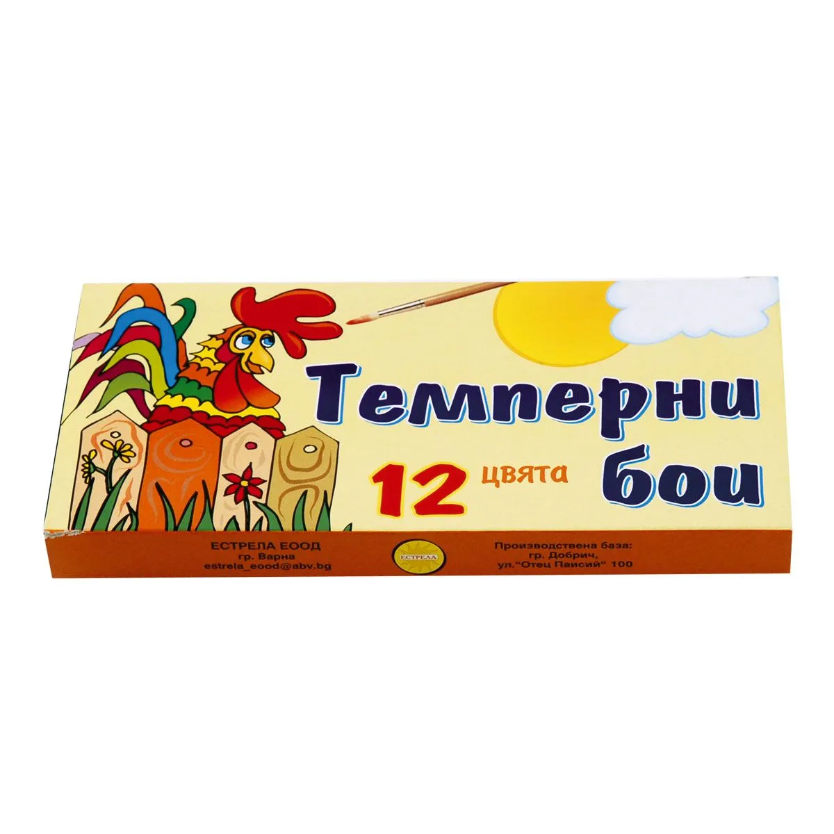 Темперни бои 12 цвята в тубички - Естрела — снимка 1