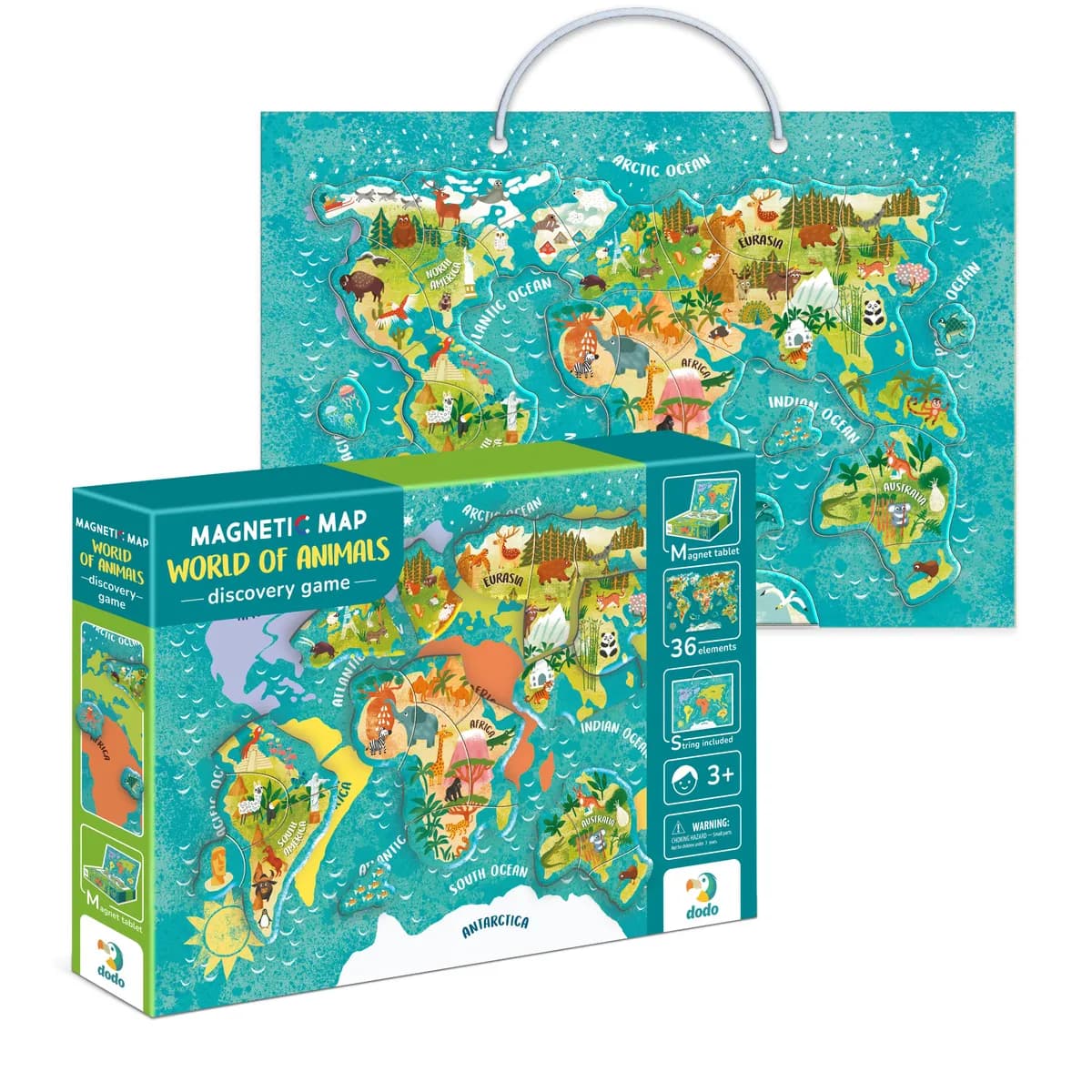 Магнитна игра Dodo 36 части - Животните по Света — снимка 1