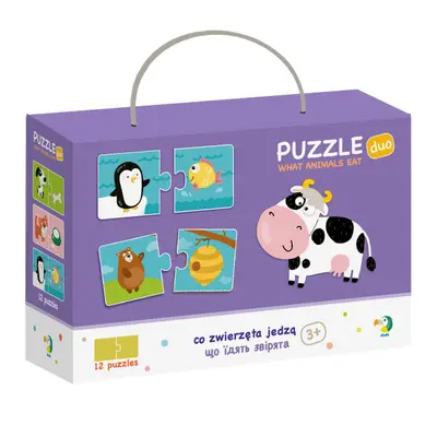 Корица на „Пъзел Dodo 12 елем.- С какво се хранят животните"