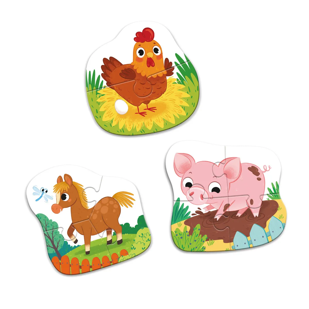 Пъзел Dodo 3 в 1-Baby Puzzle - Денят във фермата — снимка 2