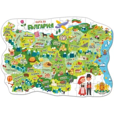 Корица на „Пъзел Dodo 100 елемента - Карта на България"