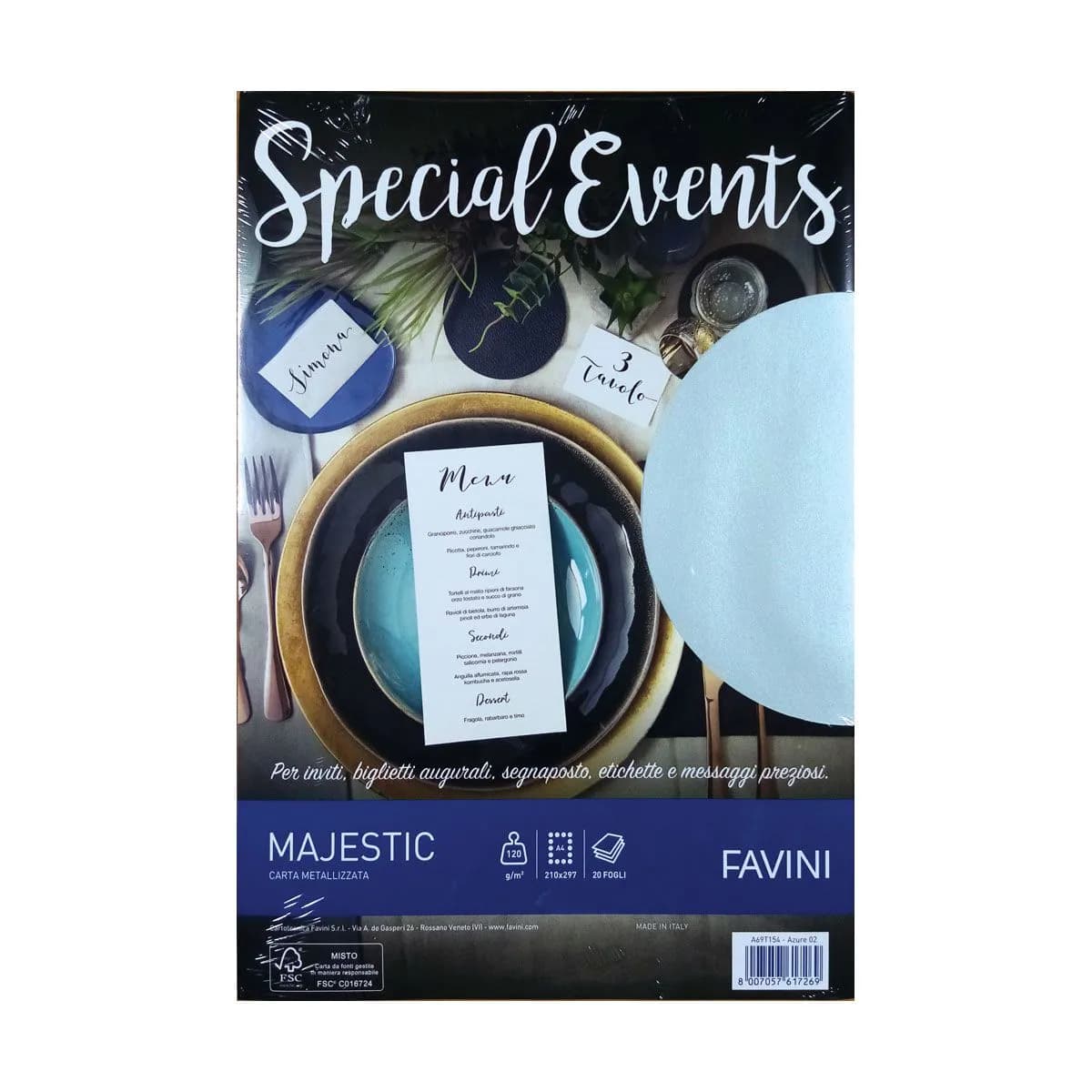 Хартия Favini перлена -120gr- А4-Azure -А69Т154
