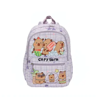 Корица на „Раница Capybara детска, с две отделения, светлолилава"