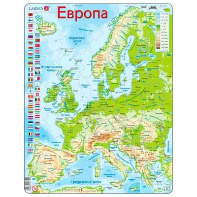 Корица на „Пъзел Larsen - Европа Физичческа карта"