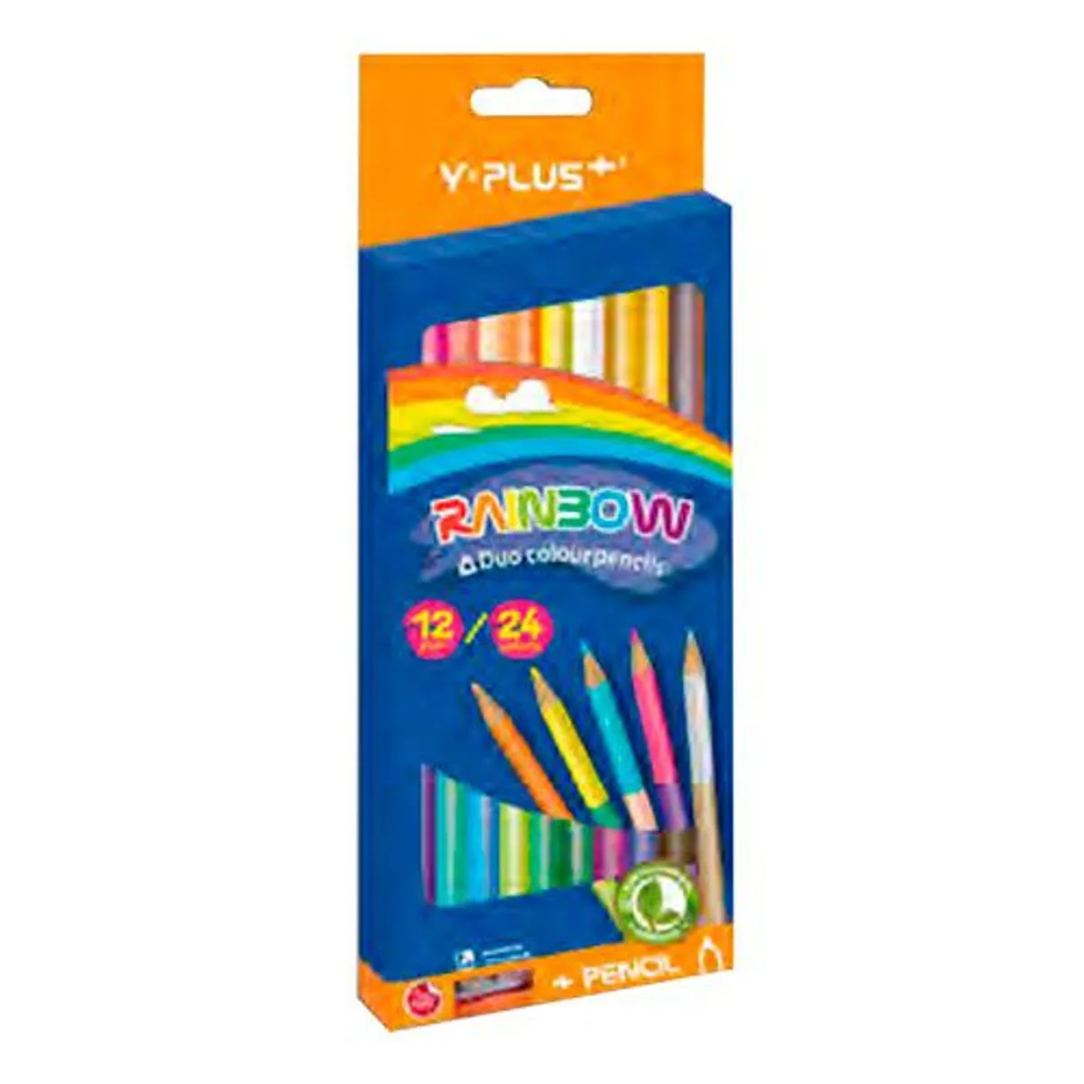 Цветни моливи Y-plus Rainbow 12 броя-24 цвята — снимка 2