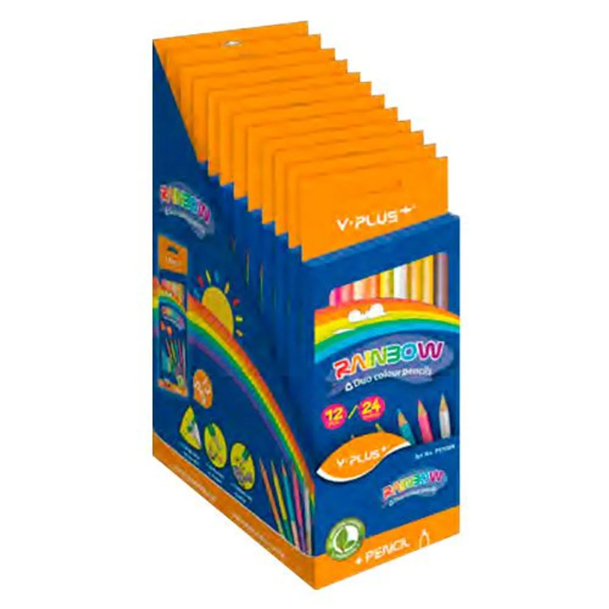 Цветни моливи Y-plus Rainbow 12 броя-24 цвята — снимка 3