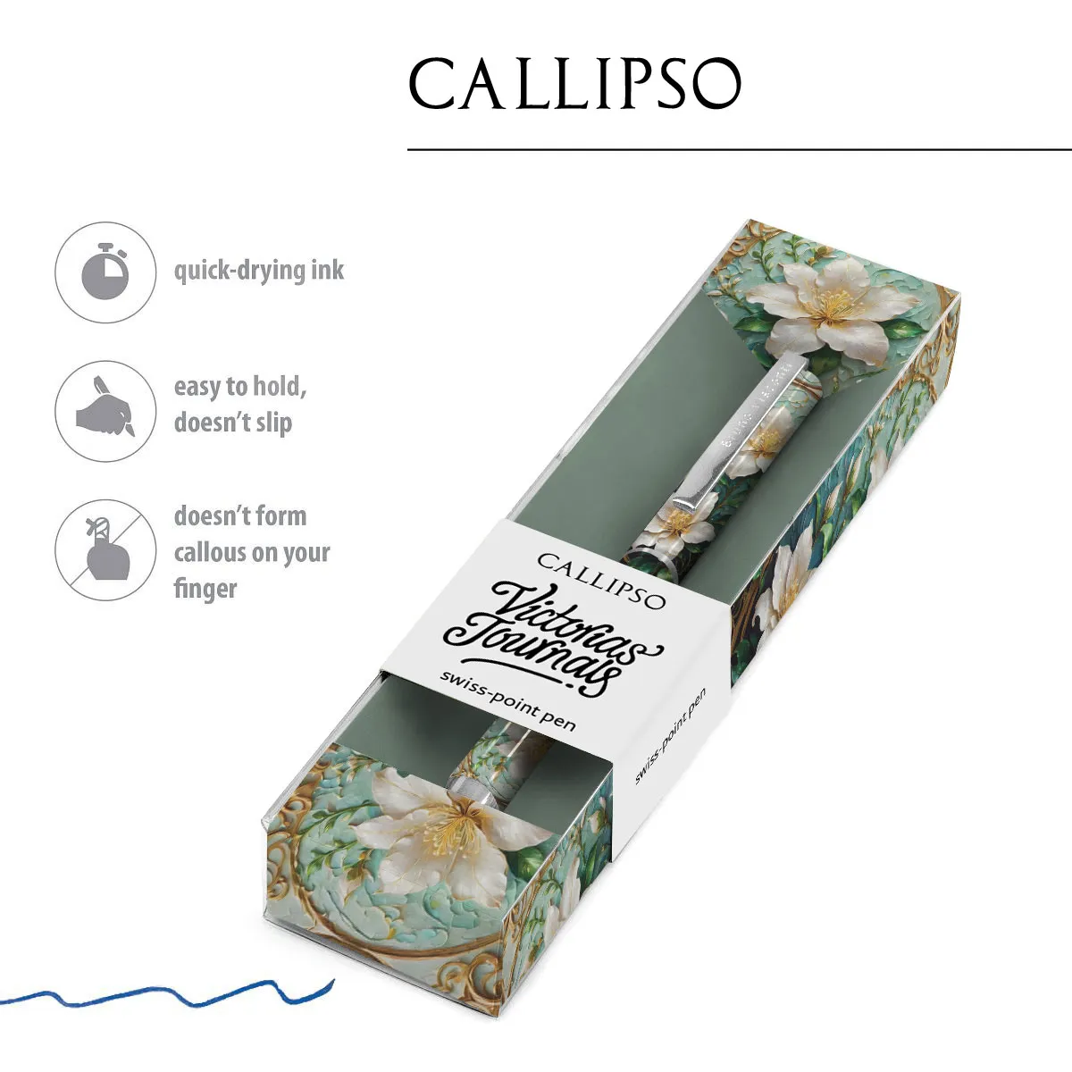 Химикалка Victoria`s Callipso -Бели цветя — снимка 1