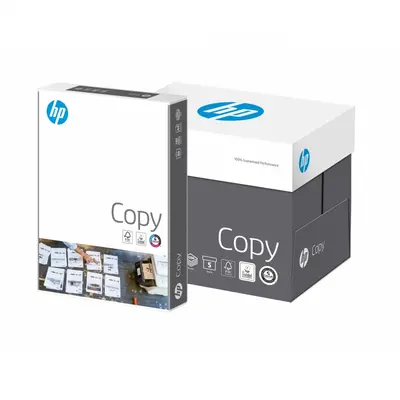 Корица на „Копирна хартия HP Copy, А4, 80 г, бяла, CIE белота 146, FSC, кашон 5 пакета х 500 л."