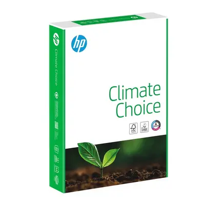 Корица на „Копирна хартия HP Climate Choice, А4, 80 г, бяла, CIE белота 161, FSC, пакет 500 л."