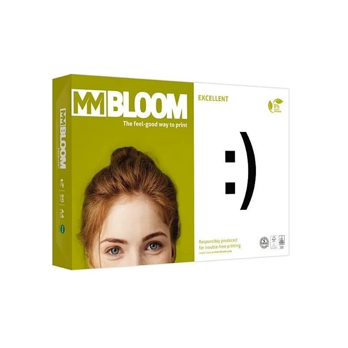 Копирна хартия Bloom Excellent, А4, 80 г, бяла, CIE белота 170, PEFC, пакет 500 л.