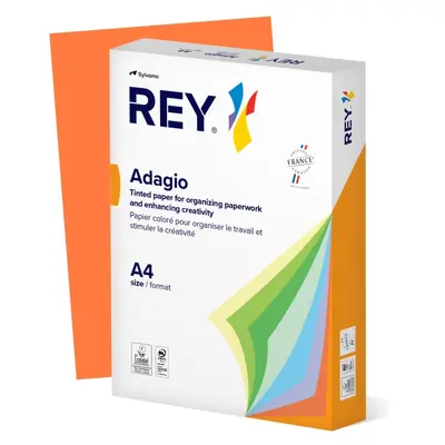 Корица на „Копирна хартия REY Adagio, A4, 80 г, наситен цвят Orange (49), пакет 500 л."