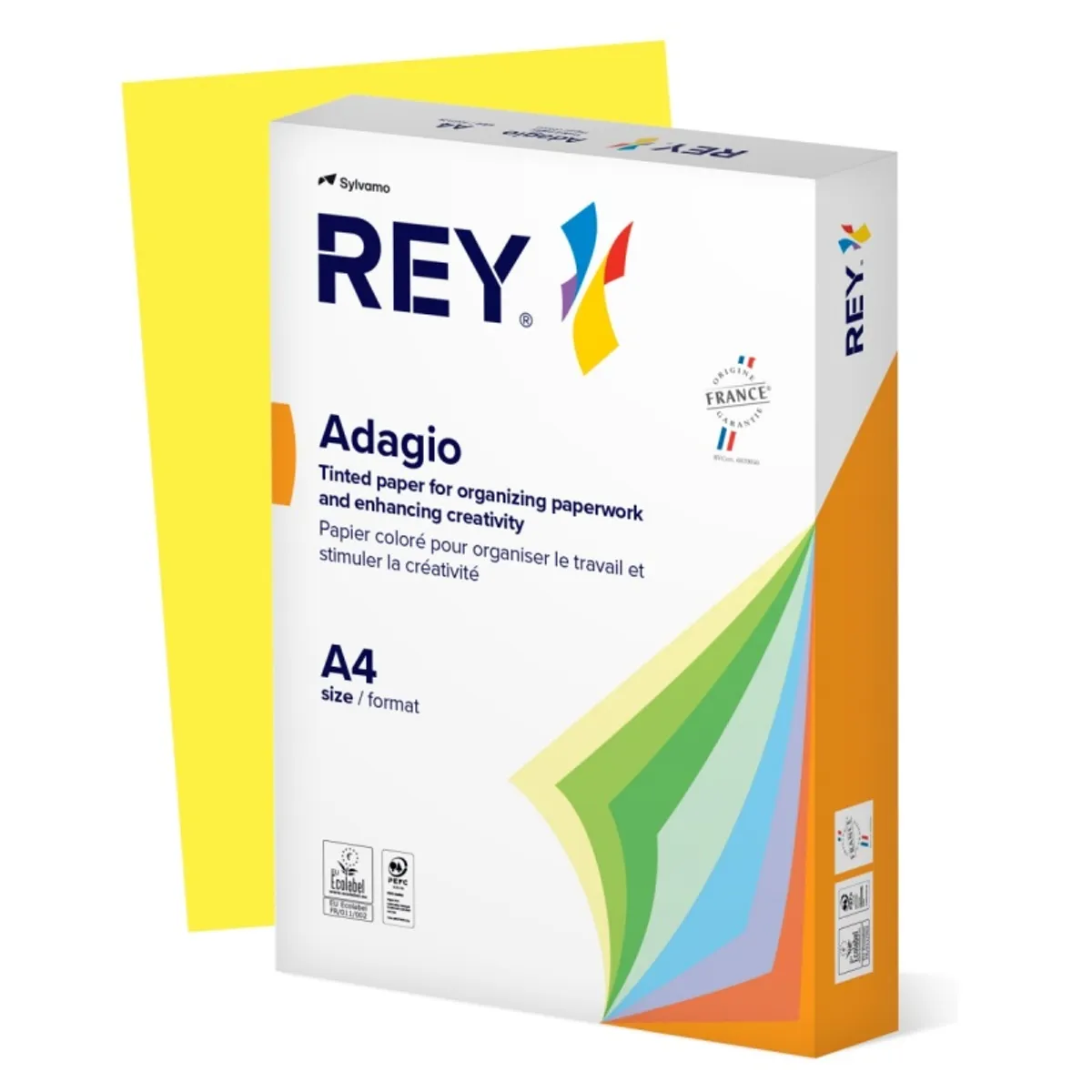 Копирна хартия REY Adagio, A4, 80 г, наситен цвят Yellow (66), пакет 500 л.