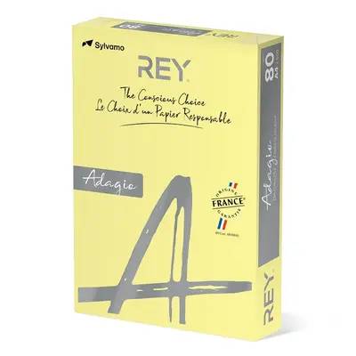 Корица на „Копирна хартия REY Adagio, A4, 80 г, пастелен цвят Canary (03), пакет 500 л."