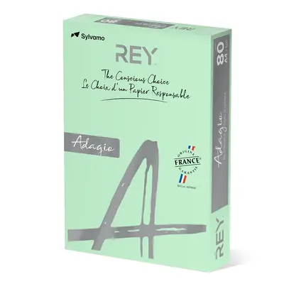 Корица на „Копирна хартия REY Adagio, A4, 80 г, пастелен цвят Green (09), пакет 500 л."
