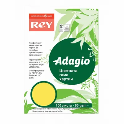 Корица на „Копирна хартия REY Adagio, A4, 80 г, наситен цвят Citrus (58), пакет 100 л."