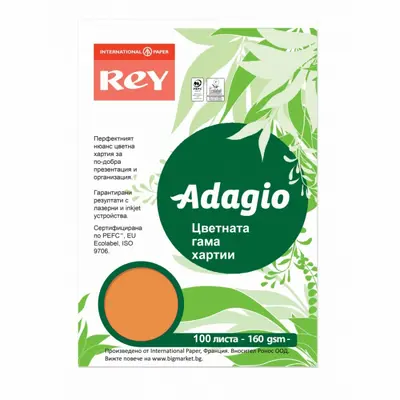 Корица на „Копирен картон REY Adagio  A4, 160 г, наситен цвят Pumpkin (70), пакет 100 л."