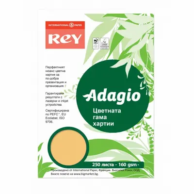 Корица на „Копирен картон REY Adagio  A4, 160 г, наситен цвят Gold (60), пакет 100 л."