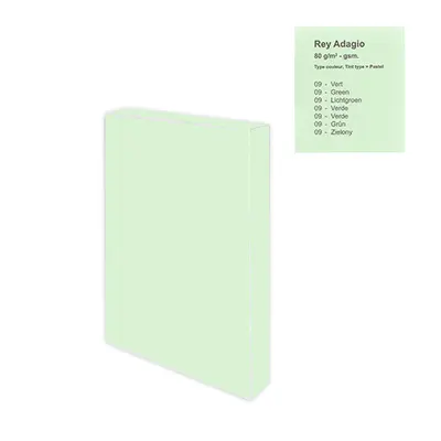 Корица на „Копирна хартия REY Adagio, A5, 80 г, пастелен цвят Green (09), пакет 500 л."