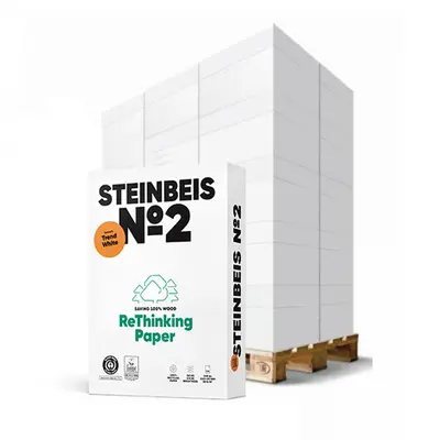 Корица на „Копирна хартия STEINBEIS №2 ReThinking, А4, 80 г, 100% рециклирана, CIE белота 85, палет 200 х 500 л"
