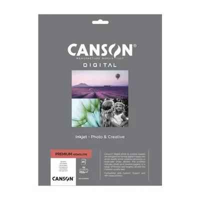 Корица на „Фотохартия Canson Premium Highgloss, гланц, А4, 255 г, за inkjet, пакет 20 л."