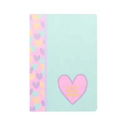 Корица на „Тетрадка ANCOR Hearts А5, 48 л., м.квадр. офест 90 г, с ляво поле, корица картон с UV лак"