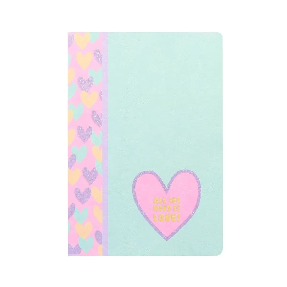 Тетрадка ANCOR Hearts А5, 48 л., м.квадр. офест 90 г, с ляво поле, корица картон с UV лак