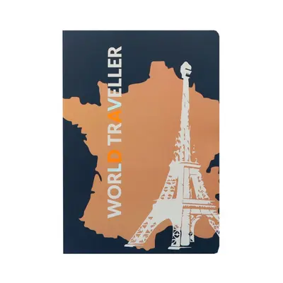 Корица на „Тетрадка ANCOR Traveller, А5, 48 л., м.квадр. офест 90 г, с ляво поле, корица картон с UV лак"