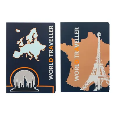 Корица на „Тетрадка ANCOR Traveller, А5, 48 л., м.квадр. офест 90 г, с ляво поле, корица картон с UV лак"