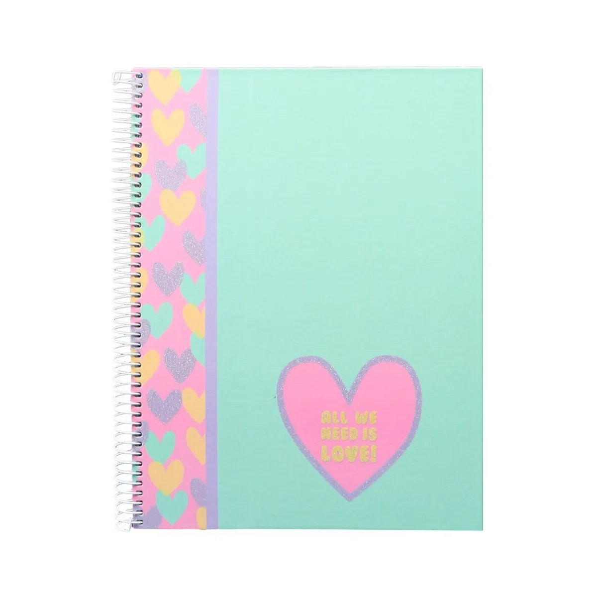 Тетрадка със спирала ANCOR Hearts, A5, 80 л., м.квадр. офест 90 г, корица картон с UV лак