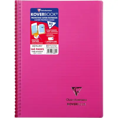Корица на „Тетрадка със спирала Clairefontaine Koverbook, А4+, 80 л., линиран офсет 90 г, PP подвързия, циклама"