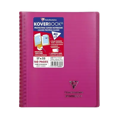 Корица на „Тетрадка със спирала Clairefontaine Koverbook, А5+, 80 л., линиран офсет 90 г, PP подвързия, циклама"