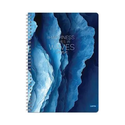 Корица на „Тетрадка със спирала LASTVA Waves, A5, 80 л., линиран офсет 70 г, твърда корица, мат ламинат, UV лак"