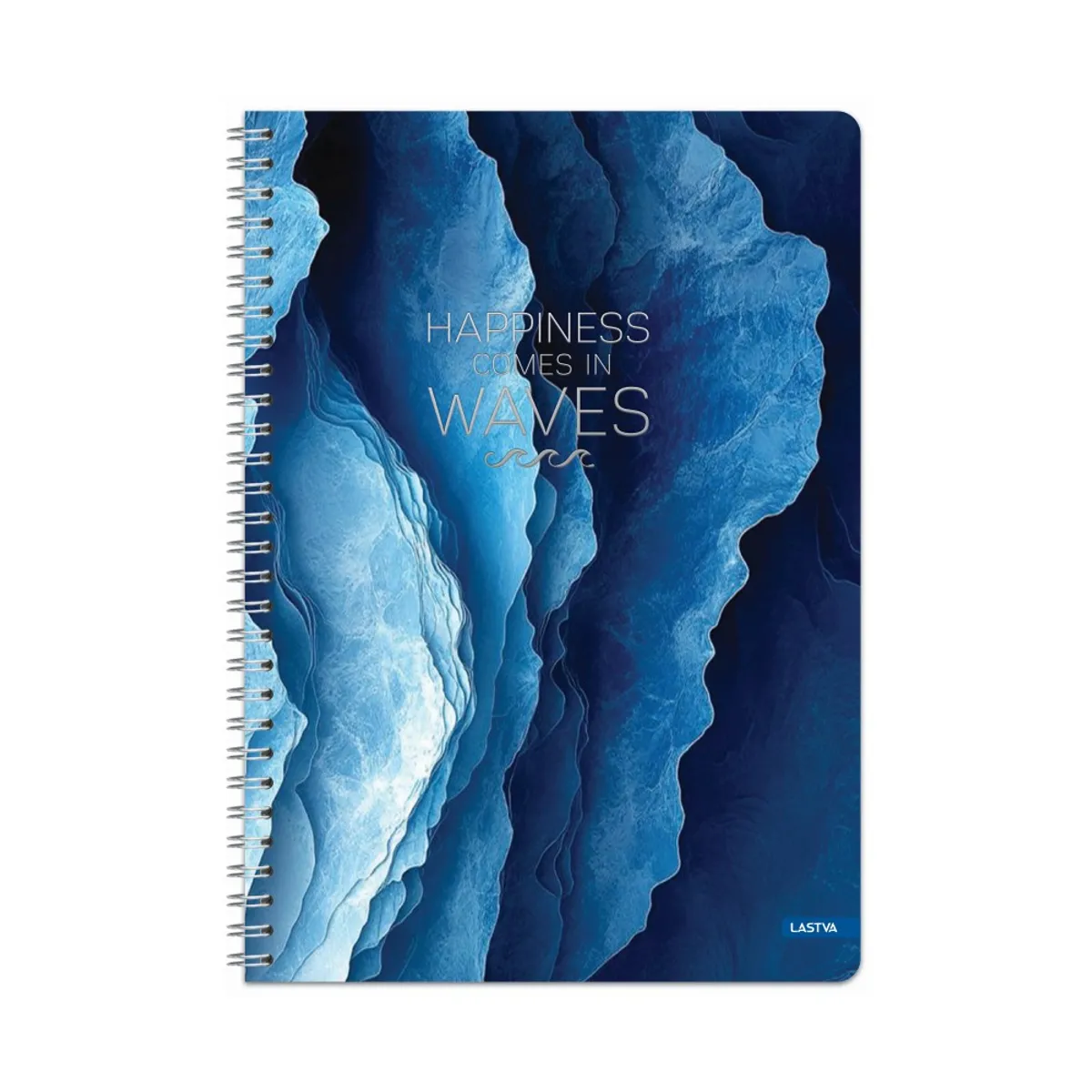 Тетрадка със спирала LASTVA Waves, A5, 80 л., линиран офсет 70 г, твърда корица, мат ламинат, UV лак