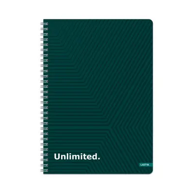 Корица на „Тетрадка със спирала LASTVA Unlimited, A5, 150 л., линиран офсет 70 г, тв. корица мат ламинат,UV лак"