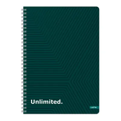 Корица на „Тетрадка със спирала LASTVA Unlimited, A4, 200 л., линиран офсет 70 г, тв. корица мат ламинат,UV лак"