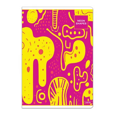 Корица на „Тетрадка LASTVA Neon Shapes, A4, 52 л., линиран офсет 80 г, корица 300 г, мат ламинат, UV лак"