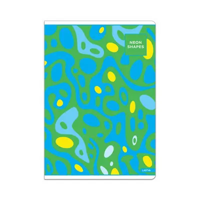 Корица на „Тетрадка LASTVA Neon Shapes, A5, 52 л., линиран офсет 80 г, корица 300 г, мат ламинат, UV лак"