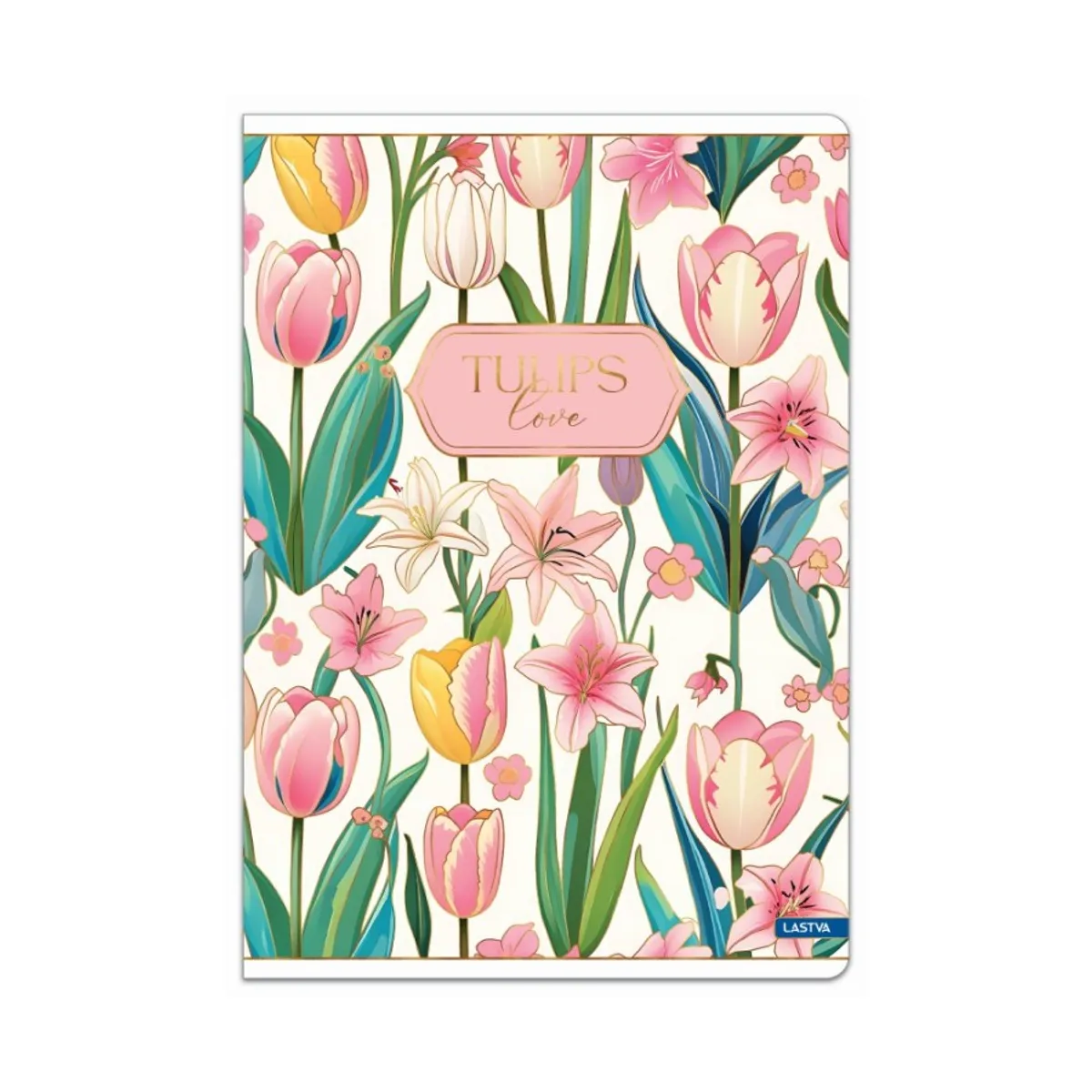 Тетрадка LASTVA Tulips, A5, 52 л., линиран офсет 80 г, корица 300 г, мат ламинат, релефно фолио