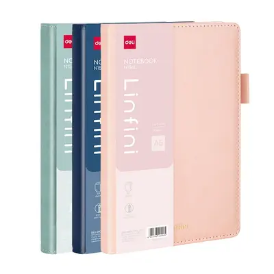 Корица на „Бележник Deli Linfini EN158L, A5, 144 л., линиран офсет 100 г, корица ECO кожа, розов"