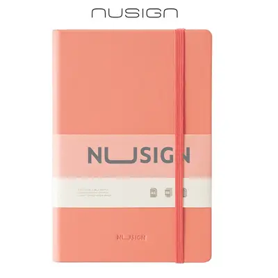 Корица на „Бележник с ластик Nusign Classic ENS281 A5, 96 л., линиран шамоа офсет  80 г, корица ECO кожа, корал"