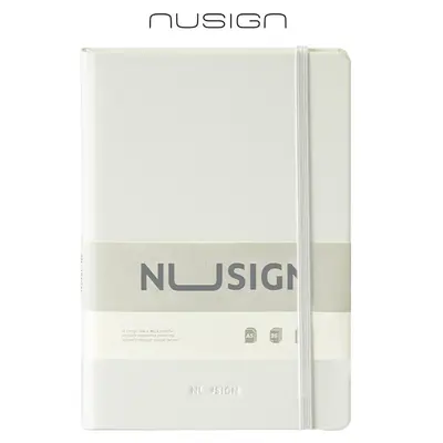 Корица на „Бележник с ластик Nusign Classic ENS281, A5, 96 л., линиран шамоа офсет  80 г, корица ECO кожа, бял"