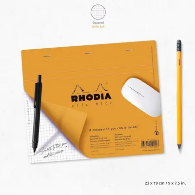 Корица на „Пад подложка за мишка RHODIA Mouse Mat 19410C, 19х23 см, 30 л., офсет с квадратчета 80 г"