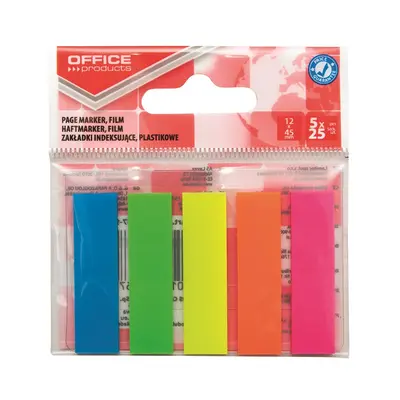Корица на „Самозалепващи индекси OFFICE PRODUCTS, PP, 12х45 мм, 5х25 л., микс, неонови"