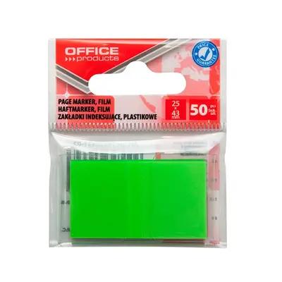 Корица на „Самозалепващи индекси OFFICE PRODUCTS, PP, 25х43 мм, 50 л., неоново зелени"