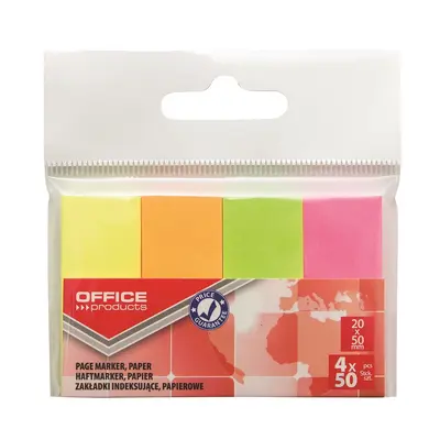 Корица на „Самозалепващи индекси OFFICE PRODUCTS, хартиени, 20х50 мм, 4х50 л., микс, неонови"