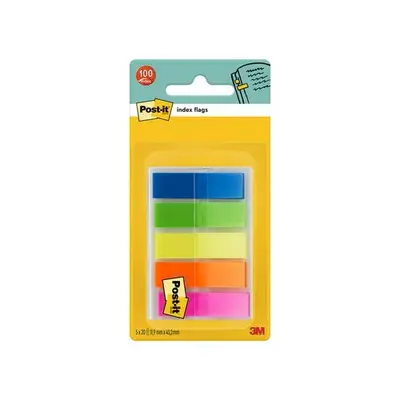 Корица на „Самозалепващи индекси Post-it Translucent, PVC, 11.9х43.2 мм, 5x20 л., микс, неонови"