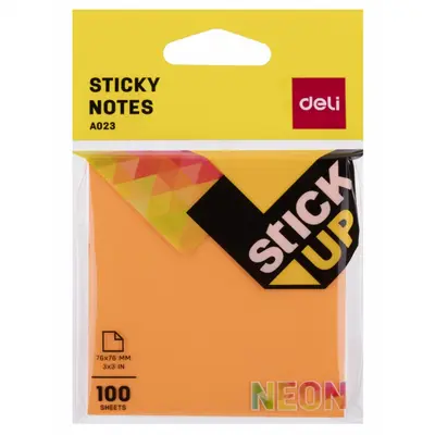 Корица на „Самозалепващи листчета Deli Stick Up EA02302, 76х76 мм, 100 л., неоново оранжеви"