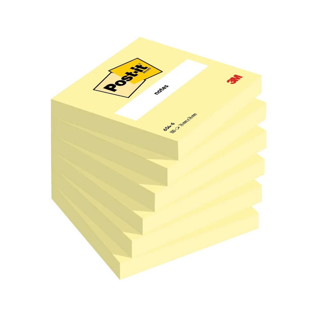 Самозалепващи листчета Post-it Canary Yellow, 76х76 мм, 100 л., пастелено жълти, PEFC хартия