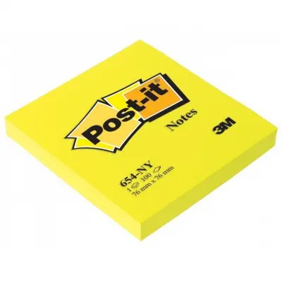 Корица на „Самозалепващи листчета Post-it, 76х76 мм, 100 л., неоново жълти, PEFC хартия"