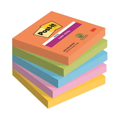 Корица на „Самозалепващи листчета Post-it Super Sticky Boost, 76х76 мм, 5х90 л., микс, PEFC хартия"
